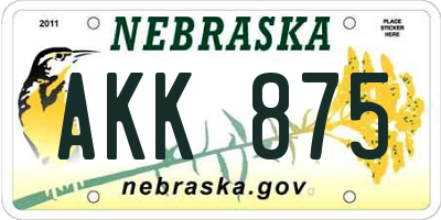 NE license plate AKK875