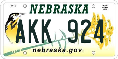 NE license plate AKK924