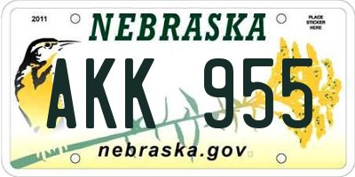 NE license plate AKK955