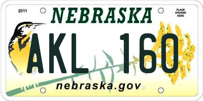 NE license plate AKL160