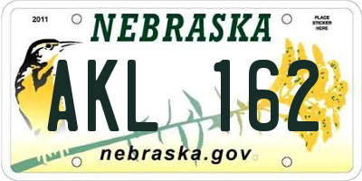 NE license plate AKL162