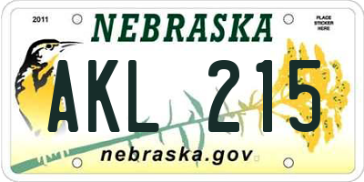 NE license plate AKL215