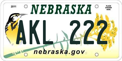 NE license plate AKL222