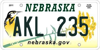 NE license plate AKL235