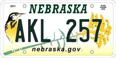 NE license plate AKL257