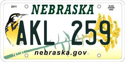 NE license plate AKL259