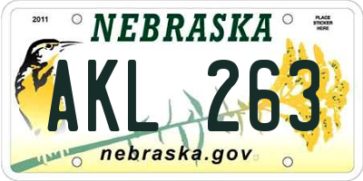 NE license plate AKL263