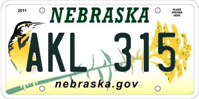 NE license plate AKL315