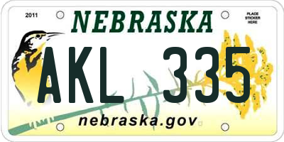 NE license plate AKL335