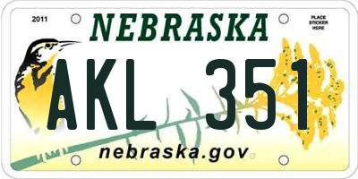 NE license plate AKL351