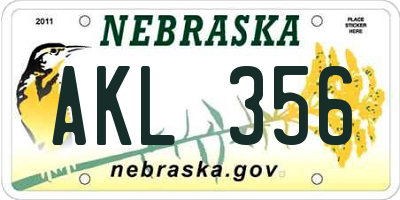 NE license plate AKL356