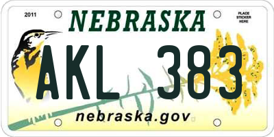 NE license plate AKL383