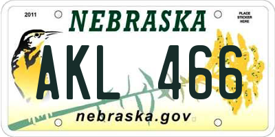 NE license plate AKL466