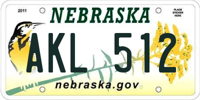 NE license plate AKL512