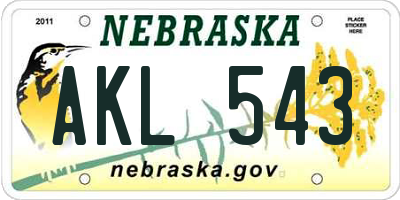 NE license plate AKL543