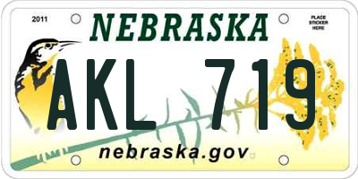 NE license plate AKL719