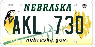 NE license plate AKL730
