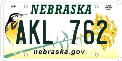 NE license plate AKL762