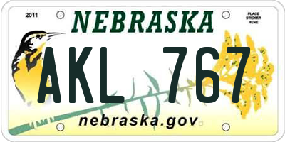 NE license plate AKL767