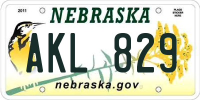 NE license plate AKL829