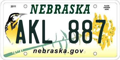 NE license plate AKL887