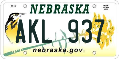 NE license plate AKL937