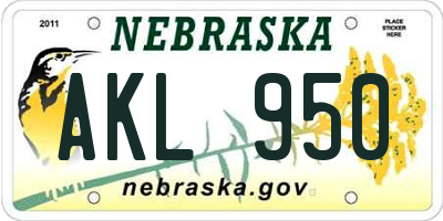 NE license plate AKL950