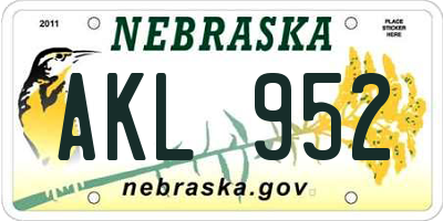 NE license plate AKL952