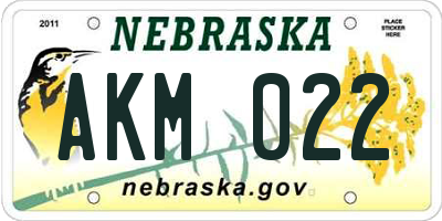 NE license plate AKM022