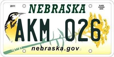 NE license plate AKM026