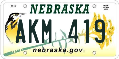 NE license plate AKM419