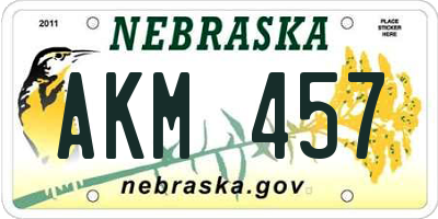NE license plate AKM457