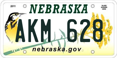 NE license plate AKM628
