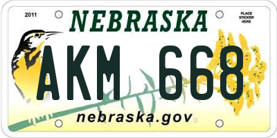 NE license plate AKM668