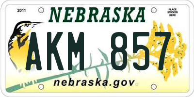 NE license plate AKM857