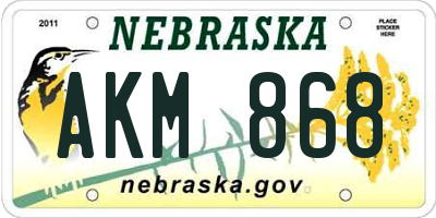 NE license plate AKM868