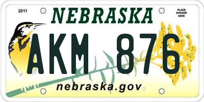 NE license plate AKM876