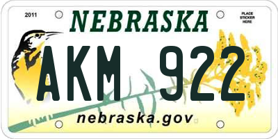 NE license plate AKM922