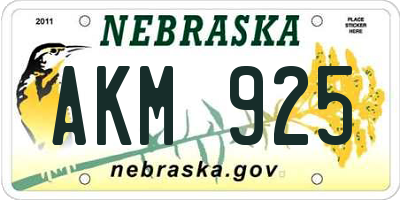 NE license plate AKM925