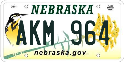 NE license plate AKM964