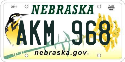 NE license plate AKM968