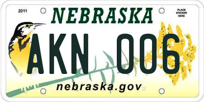 NE license plate AKN006