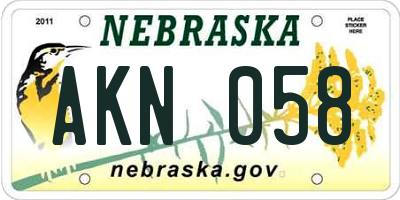 NE license plate AKN058