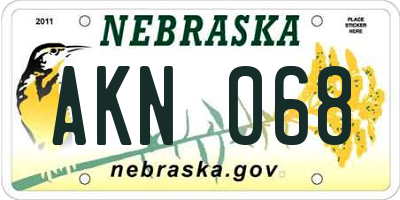 NE license plate AKN068
