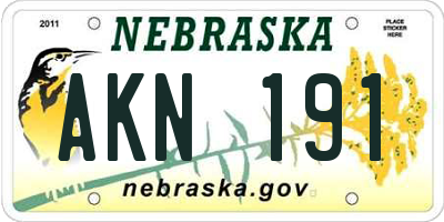 NE license plate AKN191