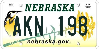 NE license plate AKN198