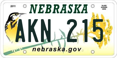 NE license plate AKN215