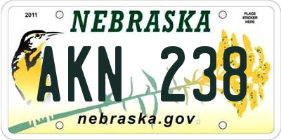 NE license plate AKN238
