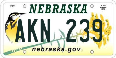 NE license plate AKN239