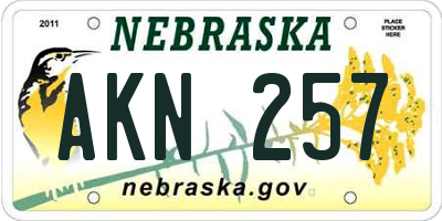 NE license plate AKN257